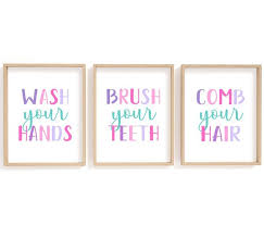 Girls Bathroom Rules Sign Set Printable Unicorn Rainbow Wall Etsy Girls Bathroom Girl Bathroom Decor Kids Bathroom Wall Decor