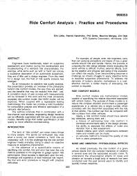 Ride Comfort Analysis : Practice and Procedures