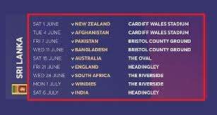 In one hour and 12 minutes. Sri Lanka Team Schedule Fixture Time Table Icc Cricket World Cup 2019