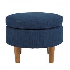 Blue Round Mid Century Minimalist Ottoman Footstool Round Ottoman Round Footstool Ottoman