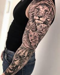 Explore cool mlb baseball team ideas. Lion With Cubs Tiger Sleeve Body Tattoo Design