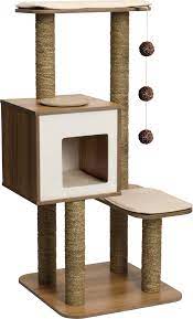 Vesper V High Base Cat Tree 47 8 In Oak Chewy Com Modern Cat Tree Modern Cat Cat Tree Condo