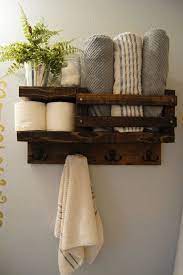 This multifunction towel rack is made out of the painted wood. Bath Towel Shelf Bathroom Wood Shelf Towel Rack Towel Rod Towel Hanger Bathroom Rustic Storage F Bathroom Wood Shelves Rustic Bathroom Decor Wood Shelves