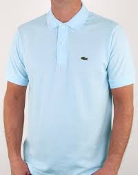 Lacoste Classic Two Button Polo Shirt Sky Blue Mens Cotton Polo Croc