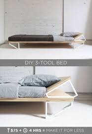 this diy modern bed is made from a sheet of plywood and 10 ikea shelf brackets the materials cost less tha diy bed frame easy diy modern bed diy bed frame