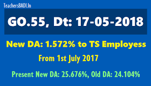 Go 55 New Da 1 572 To Ts Employees From 1st July 2017
