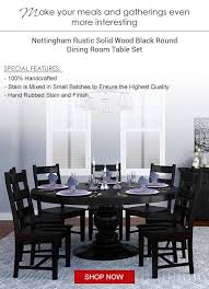 Nottingham Rustic Solid Wood Black Round Dining Room Table Set Round Dining Room Round Dining Room Table Dining Room Table Set