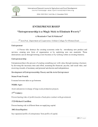 Pdf Entrepreneurship Entrepreneurship Is A Magic Stick To Eliminate Poverty