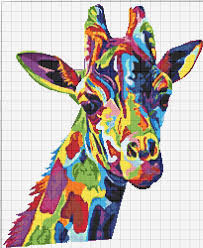Buy 1 And Get 1 Free Coupon Bogo18 Giraffe Multicolored Etsy Point De Croix Broderie A La Main Peinture Chat