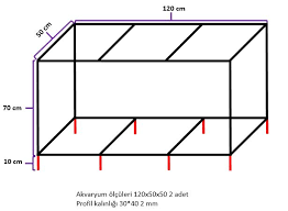 120x50x50 Akvaryum Demir Profil Mdf Kaplama