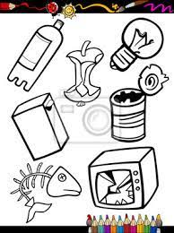 Caricatura De Lixo Objetos Para Colorir Cartazes Para A Parede Posters Mimado Lampada Eletrica Coloracao Myloview Com Br