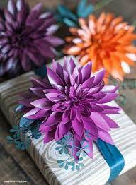 Diy Paper Dahlia With Free Printable Template Printable Decor Paper Dahlia Paper Flowers Diy Flower Crafts
