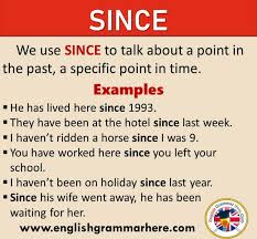 How To Use Since In English Definition And Example Sentences We Use Since To Talk About A Poin In 2020 Speaking Activities English English Grammar Learn English Words