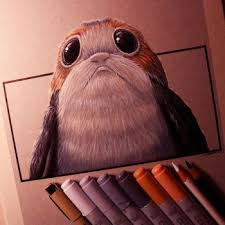 Porg Drawing Star Wars The Last Jedi Fan Art By Lethalchris Star Wars Drawings Star Wars Painting Star Wars Art
