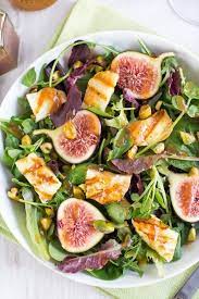 Fig And Halloumi Salad With Balsamic Fig Dressing Halloumi Salad Zucchini Salad Halloumi