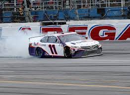 (cnn) as denny hamlin races around the talladega superspeedway in monday's race, the hood of his car will display. Hamlin Takes Nascar Win At Talladega Video Gm Authority