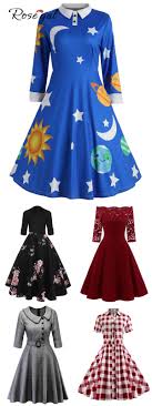 Up To 80 Off Free Shipping Worldwide Over 45 Floral Printed Vintage Dress Homecoming Dress Formal Dress For Women Fall Retro Fas Vintage Dresses In 2019