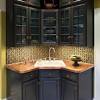 Small kitchen designs layouts with corner sink. 3