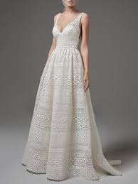 Deep V Neck Hollow Out Plain Lace Wedding Evening Dress In 2020 Evening Dresses For Weddings Lace Evening Dresses Lace Weddings