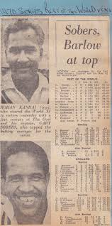 Rest of the World XI v England.Eddie Barlow shining with the ball &  bat.1970.