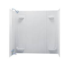Home depot free standing tubs. Swan 60 In W X 57 In H X 30 In D Veritek 5 Piece Easy Up Adhesive Alcove Tub Surround In White Tf 57 010 The Home Depot