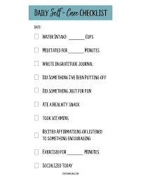 Self Care Daily Checklist With Free Printables Tiny Ramblings Self Care Worksheets Daily Checklist Self Care Activities