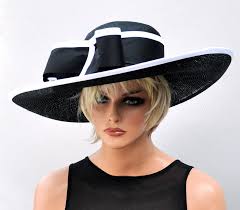 Black And White Hat Kentucky Derby Hat Wedding Hat Derby Hat Ascot Hat Black And White Hat Occasion Hat Black And White Hats Black Wide Brim Hat Beautiful Hats
