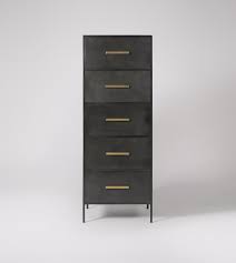 Collection brings a note of rustic elegance to the bedroom. Stepney Industrial Style Five Drawer Tallboy In Gunmetal Swoon