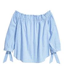 Black And White Checkered Off The Shoulder Top H M Off The Shoulder Blouse Light Blue Checkered Size 2 Tube Top Outfits Top Outfits Clothes