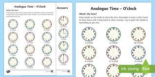 telling time worksheets analogue clock twinkl