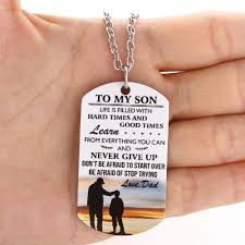 Birthday Gift Ideas For Mom From Son Amazon Fayerxl To My Son Gift Ideas From Dad Mom Colorful Dog Tag Necklace Military Pendant Christmas Birthday Gradu Son Gift Dog Tag Necklace Christmas Gifts For Mom