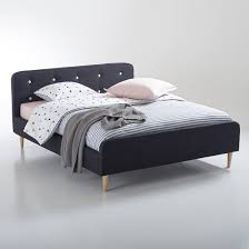 Lit Tissu Capitonne Laureo Matratze Lattenrost Grau Meliert