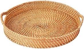 I like the flexibility that this furniture can be. Amazon Com Artera Round Wicker Rattan Tray 18 Inches Hand Woven Tray For Coffee Table Ottoman Natural Serving Tray With Handles Circular Decorative Basket Tray Brown Platters
