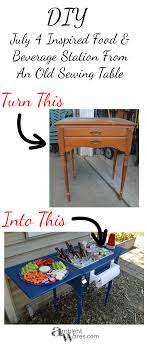 Old Sewing Table Idea Turn It Into A Bevarage Station Ambient Wares Old Sewing Tables Furniture Projects Repurposed Furniture