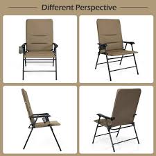 They're handy for barbecues, and you can stack. Patio Folding Padded Chair With High Backrest And Cup Holder Overstock 32812897