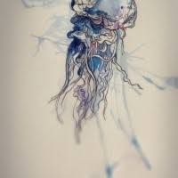 Feel free to explore, study and enjoy paintings with paintingvalley.com Black Contour Jellyfish On Splashed Watercolor Background Tattoo Design Tattooimages Biz