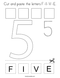 Number 5 dots coloring page. Cut And Paste The Letters F I V E Coloring Page Twisty Noodle