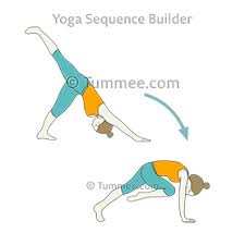 Three Legged Downward Facing Dog Pose Tiger Curl Pose Flow Yoga Tri Pada Adho Mukha Svanasana Phalakasana Knee To Nose Vinyasa Yoga Sequences Benefits Va Intermediate Yoga Poses Dog Poses