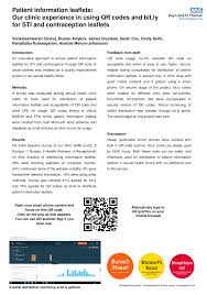 Technology is rapidly improving and changing every aspect of the world, including health care. Pdf P053 Patient Information Leaflets Our Clinic Experience In Using Qr Codes And Bit Ly For Sti And Contraception Leaflets