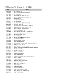 We will prove this with tangible outcomes and measurable results. Vat Inactive File List As At 31 03