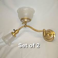 Lot of 24 commercial electric porcelain fixture socket medium ceiling fan light. Pair Of Gas Electric Wall Sconces Old Lamps Things Llc