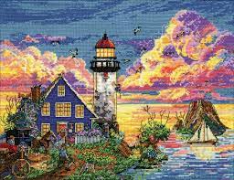 You can buy the patterns alone, to use with your own selection of aida cloth and embroidery floss, or buy complete kits that contain everything you need to finish your project. Design Works Counted Cross Stitch Kit 11 X14 Lighthouse Sunset 14 Count Walmart Com Walmart Com