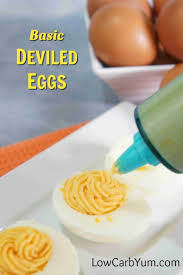 To make deviled eggs, in addition to the eggs, you will need mayonnaise, mustard, salt and pepper, and green olives stuffed if you are unsure of how to boil an egg, check out my 30 second video for a quick review! Low Carb Deviled Eggs Without Vinegar Low Carb Yum