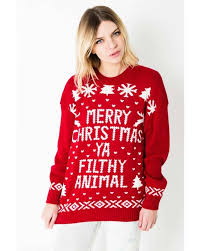 Noel Filthy Animal Christmas Jumper In Red Christmas Jumpers Led Fashion Christmas Sweaters