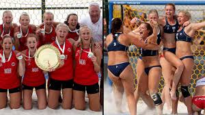 The norwegian women's beach handball team spiked the uniform rules to protest against alleged sexism and are hoping it will lead to lasting change. Ii1n4ylil A2m