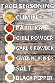 Homemade Taco Seasoning Maketacoseasoning Taco Seasoning Ingredients On A Wooden Back Homemade Taco Seasoning Recipe Homemade Taco Seasoning Seasoning Recipes