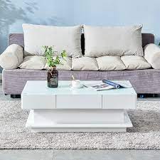In the corner is a white kidney shaped sofa. White 2 Drawers Coffee Tables High Gloss Glass Top End Side Table Living Room Bn Ebay