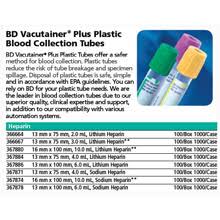 Prevents clotting by inhibiting thrombin and thromboplastin. Bd Vacutainer Plus Plastic Plasma Tube With Conventional Stopper 16mm X 100mm 10 0ml Green Paper Label Lithium Heparin Bxray Coated 150 Ubx Units Id 367880