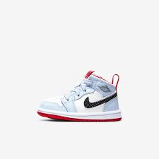 Jordan 1 Mid Infant Toddler Shoe Half Blue In 2020 Cute Baby Shoes Toddler Girl Shoes Baby Girl Shoes