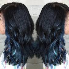 Garnier nutrisse ultra color nourishing permanent hair color cream, b11 jet blue black (1 kit) black hair dye (packaging may vary), pack of 1. Dark Blue Peekaboo Blue Ombre Hair Blue Dip Dye Hair Blue Black Hair